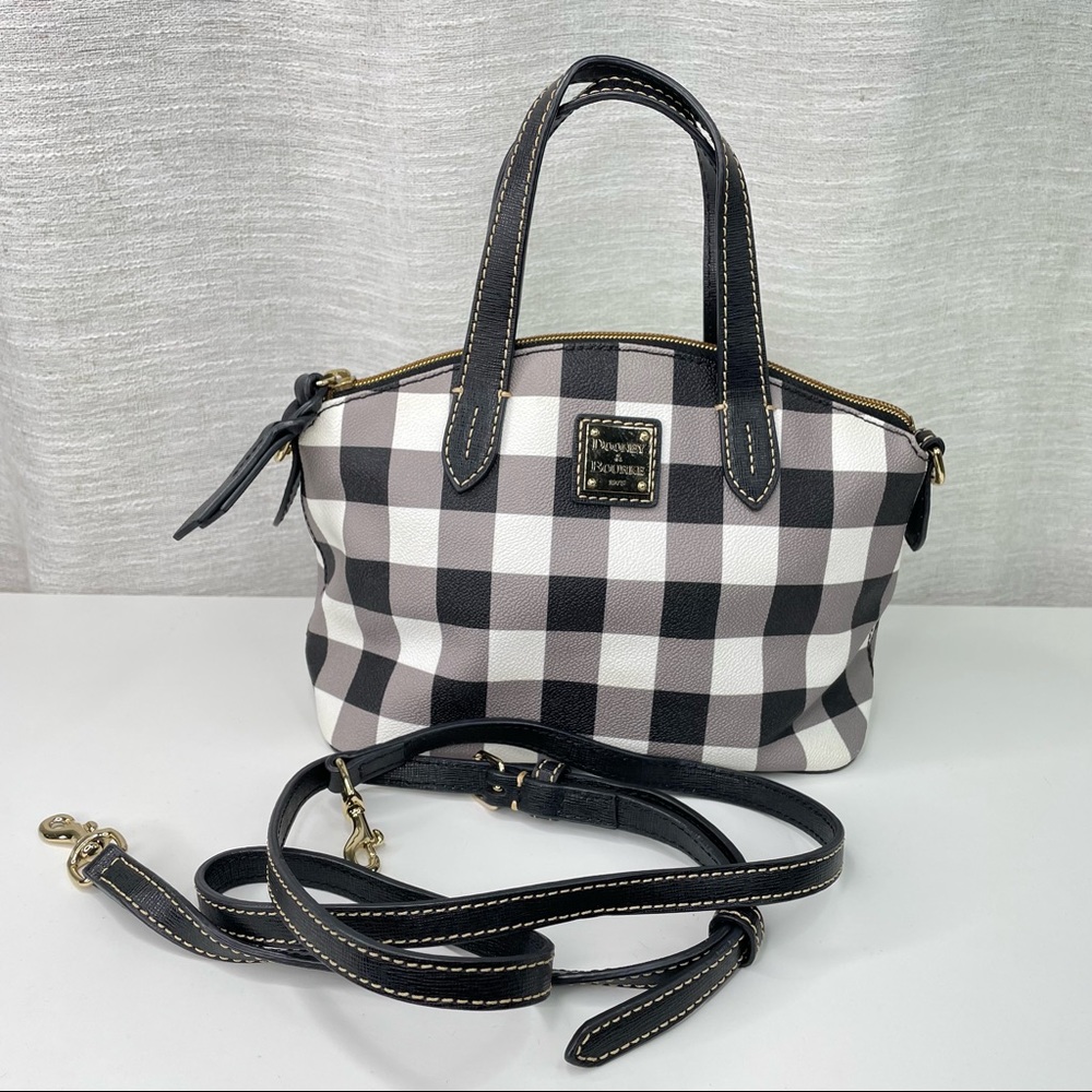 Dooney & Bourke Buffalo Check Ruby Bitsy Small Crossbody Black White Plaid Purse